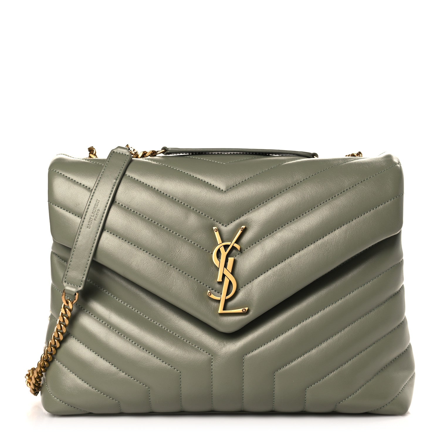 Saint Laurent Calfskin Y Quilted Monogram Medium Loulou Chain Satchel Light Sage 1 of 9