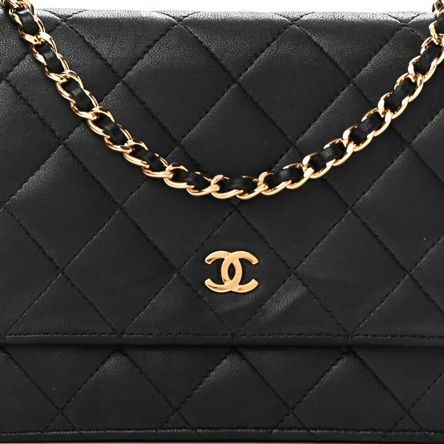 Chanel Lambskin Quilted Wallet On Chain WOC Black 9 of 14