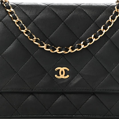 Chanel Lambskin Quilted Wallet On Chain WOC Black 9 of 14