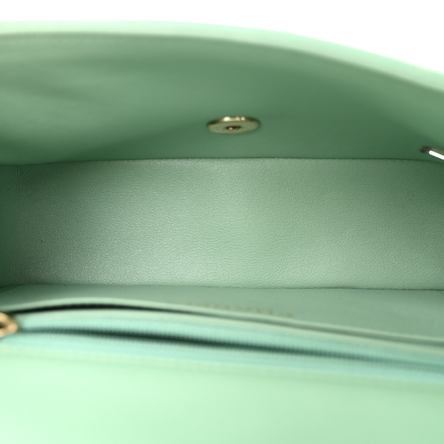 Lambskin Quilted Mini Rectangular Flap Light Green