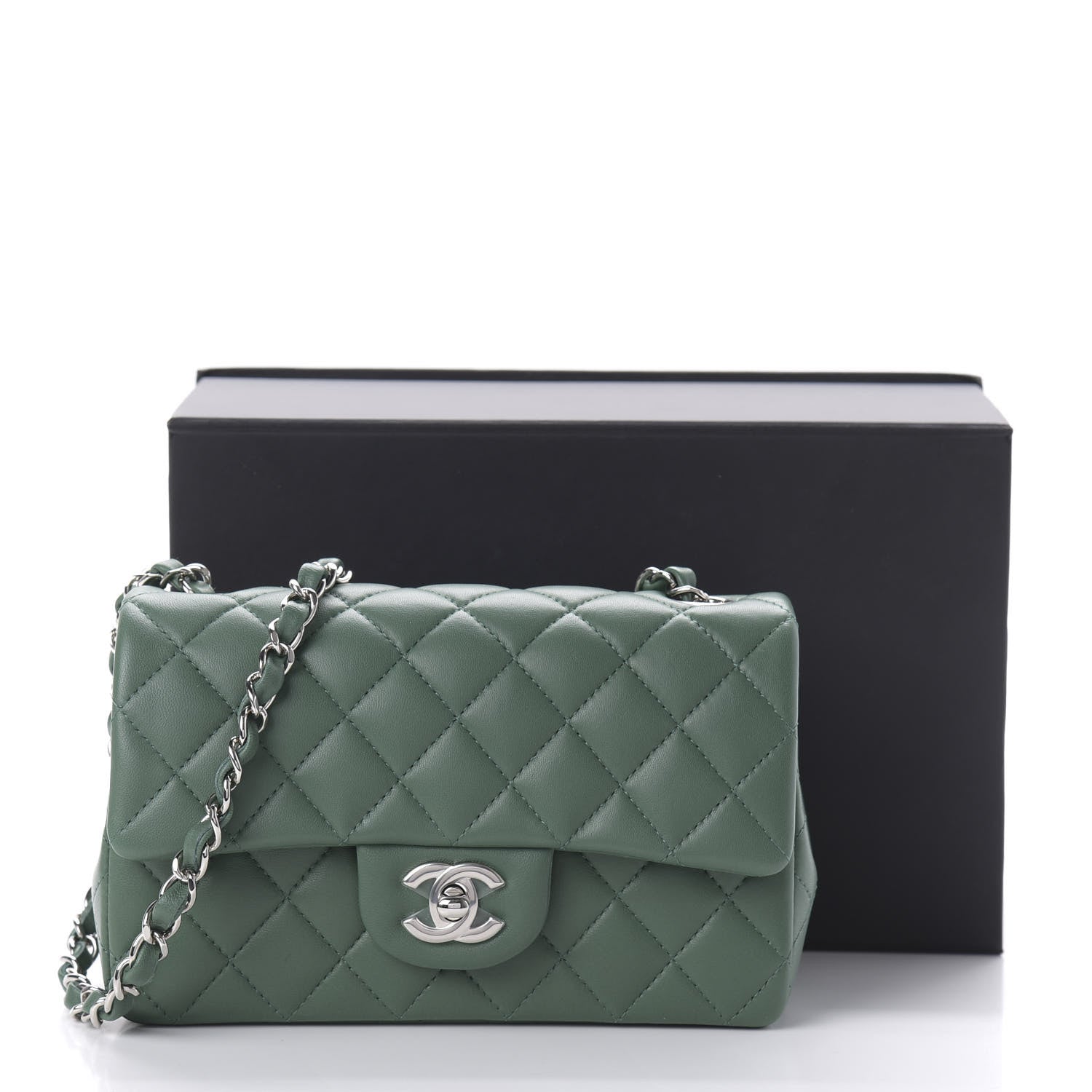 Chanel Lambskin Quilted Mini Rectangular Flap Green 11 of 11