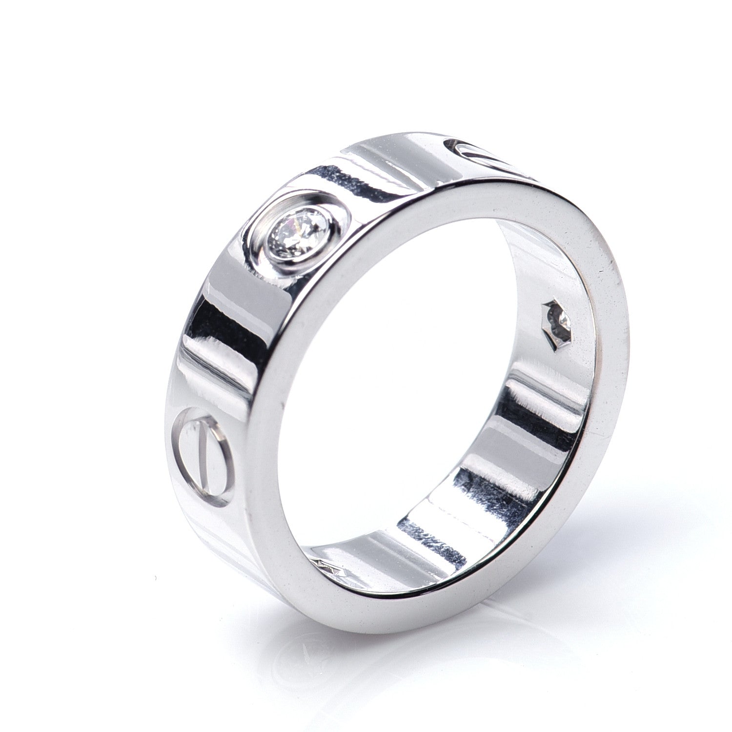 Cartier 18K White Gold 3 Diamond 5.5mm LOVE Ring 50 5.25 4 of 5