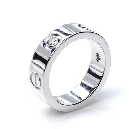 Cartier 18K White Gold 3 Diamond 5.5mm LOVE Ring 50 5.25 4 of 5