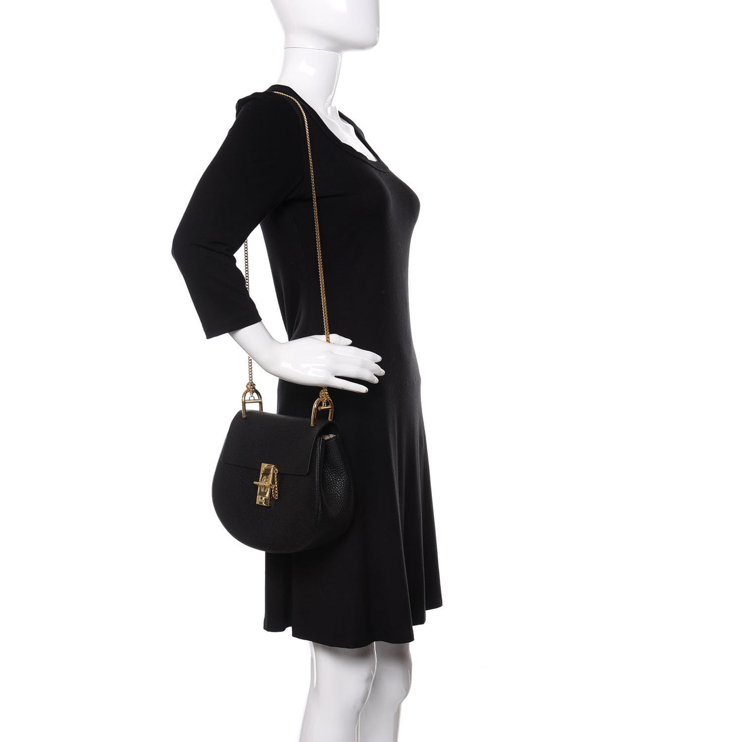 Grained Lambskin Drew Shoulder Bag Black