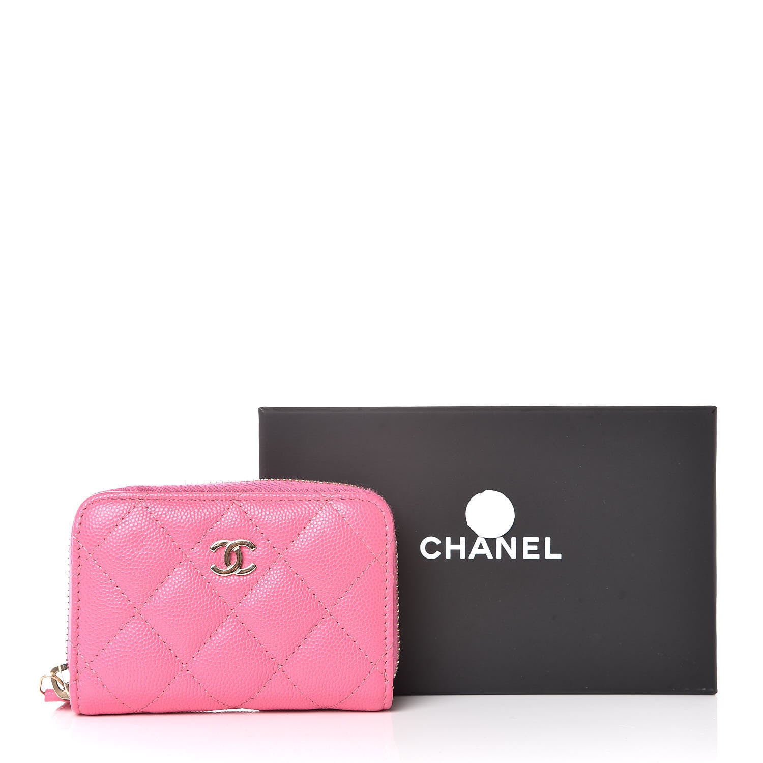 Chanel Caviar Quilted Zip Coin Purse Pink 11 of 11