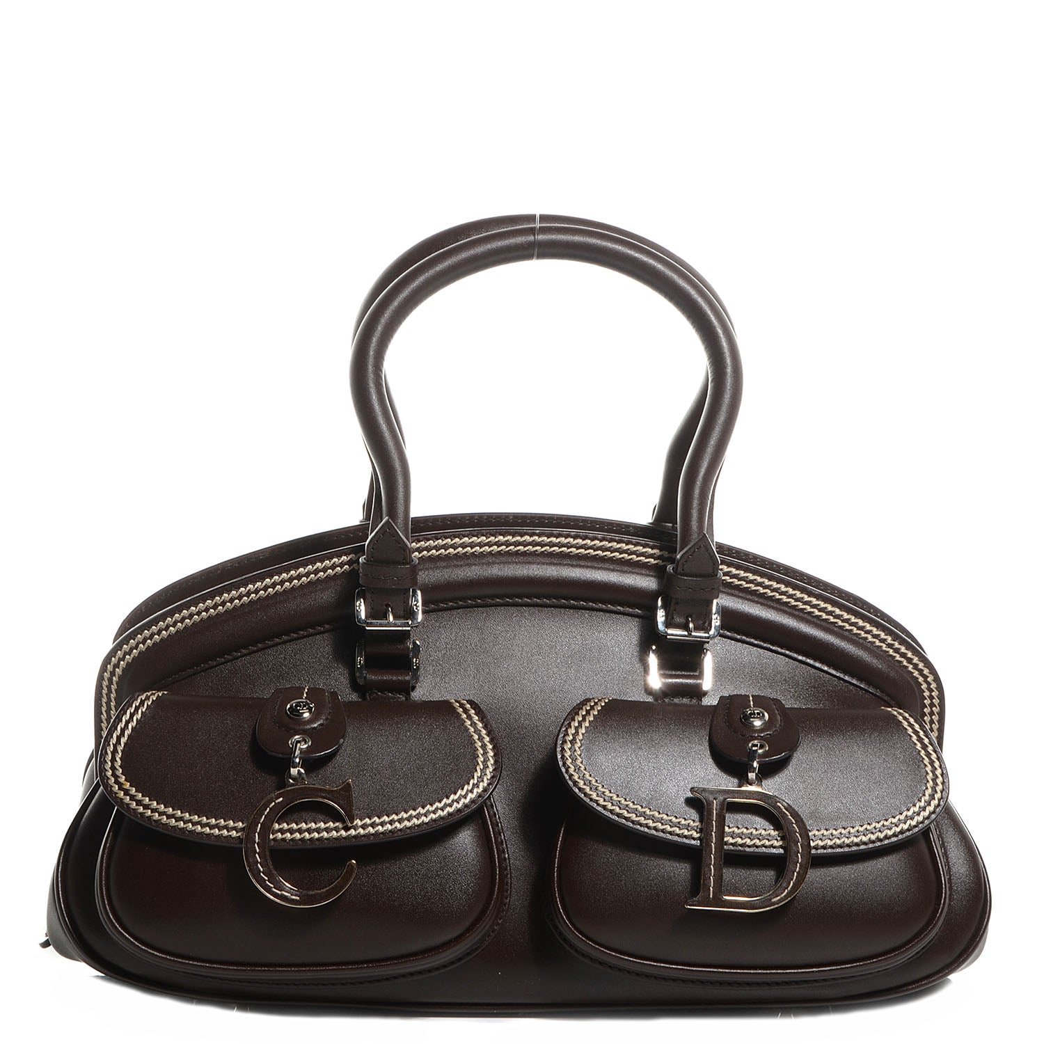 Christian Dior Calfskin Medium Detective Zip Satchel Marron Fonce 1 of 8