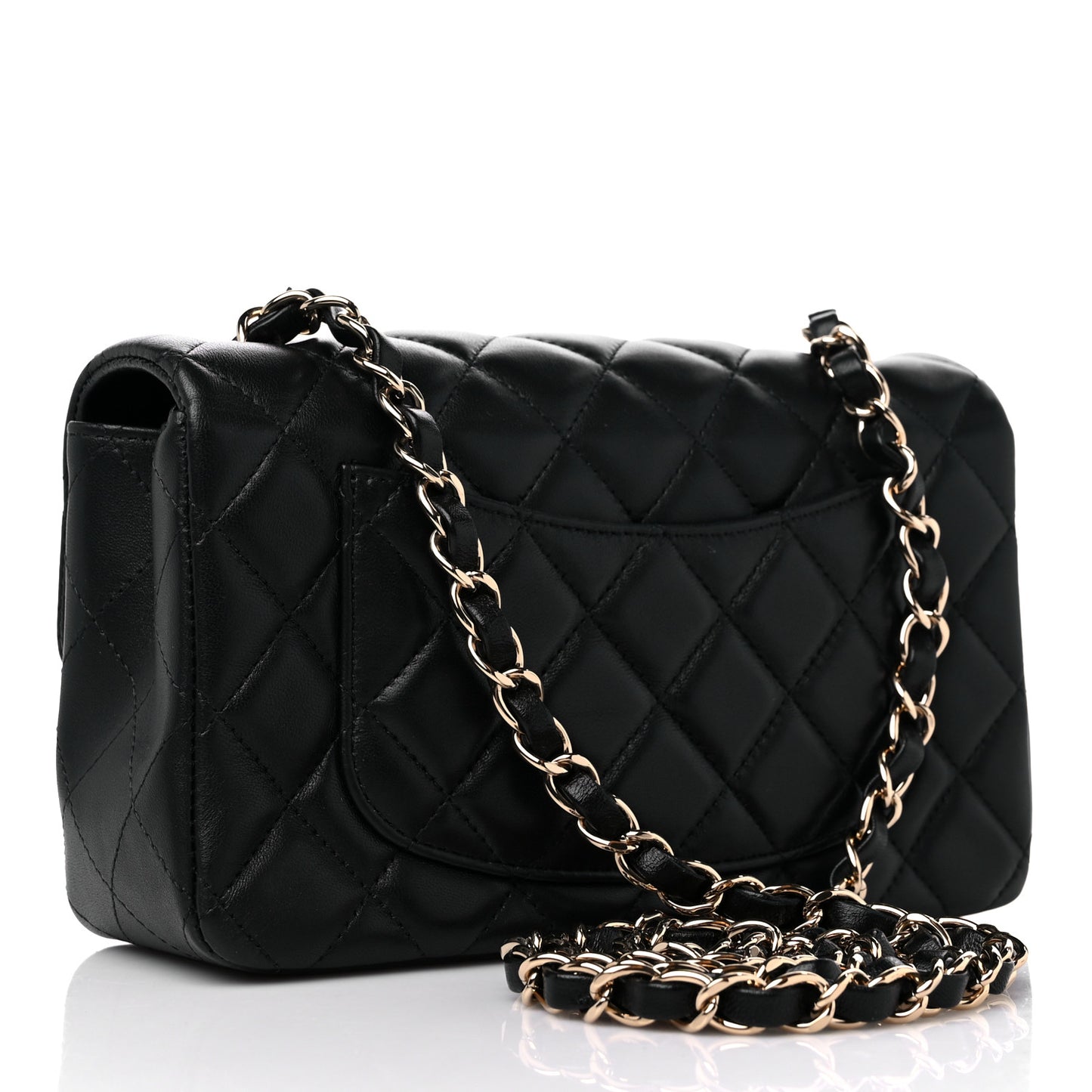 Lambskin Quilted Mini Rectangular Flap Black