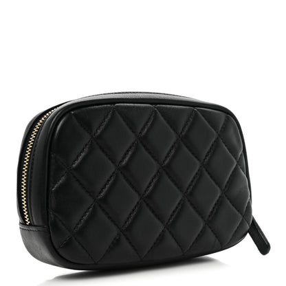 Chanel Lambskin Quilted Small Curvy Pouch Cosmetic Case Black 3 of 10