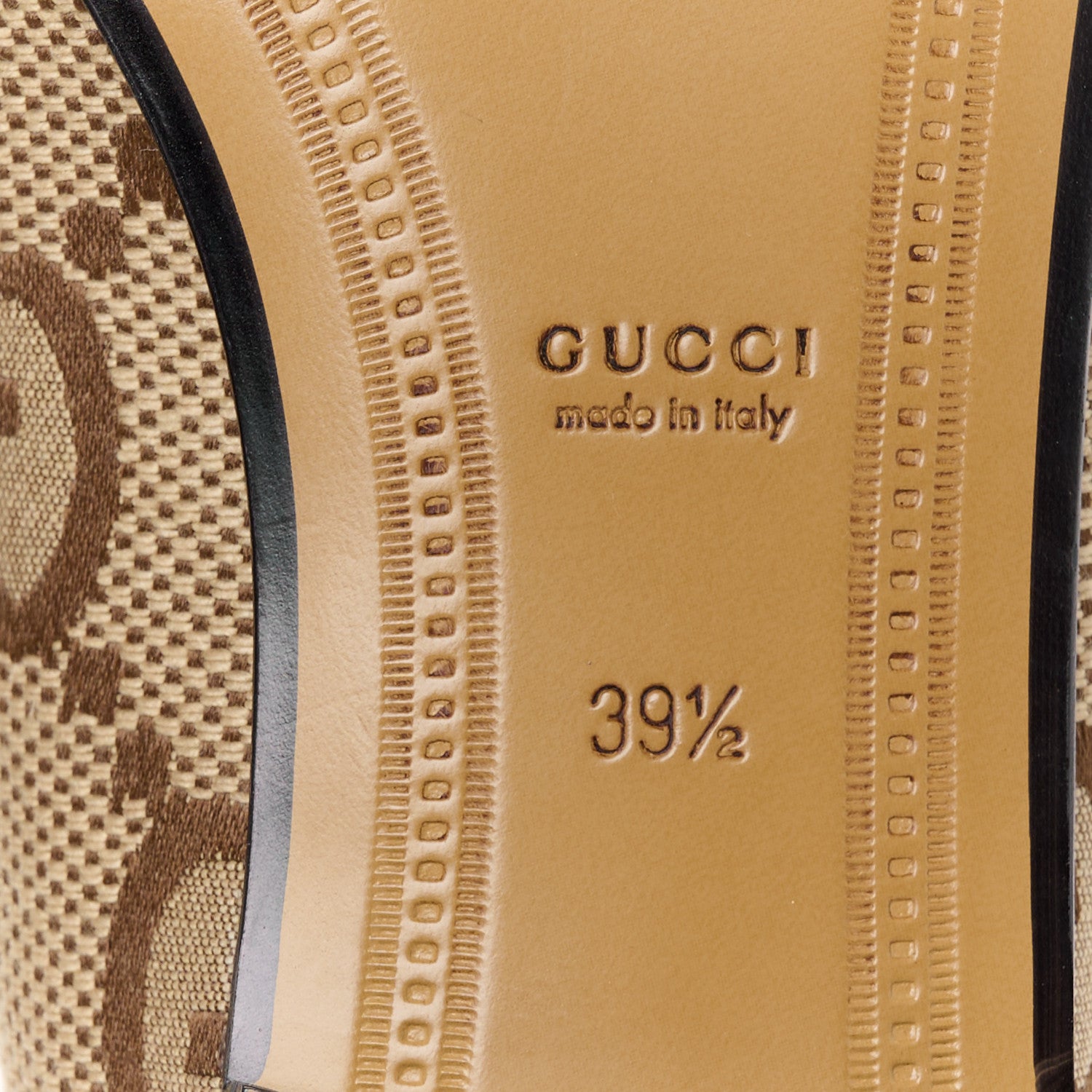 Gucci Monogram Jumbo GG Malaga Kid Horsebit Womens Jordaan Loafers 39.5 Camel Ebony New Acero Beige 8 of 10