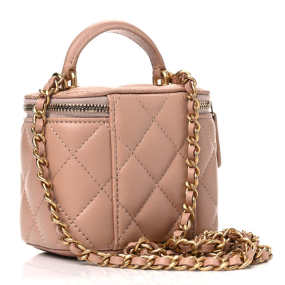 Chanel Lambskin Quilted Top Handle Mini Vanity Case With Chain Beige 2 of 5