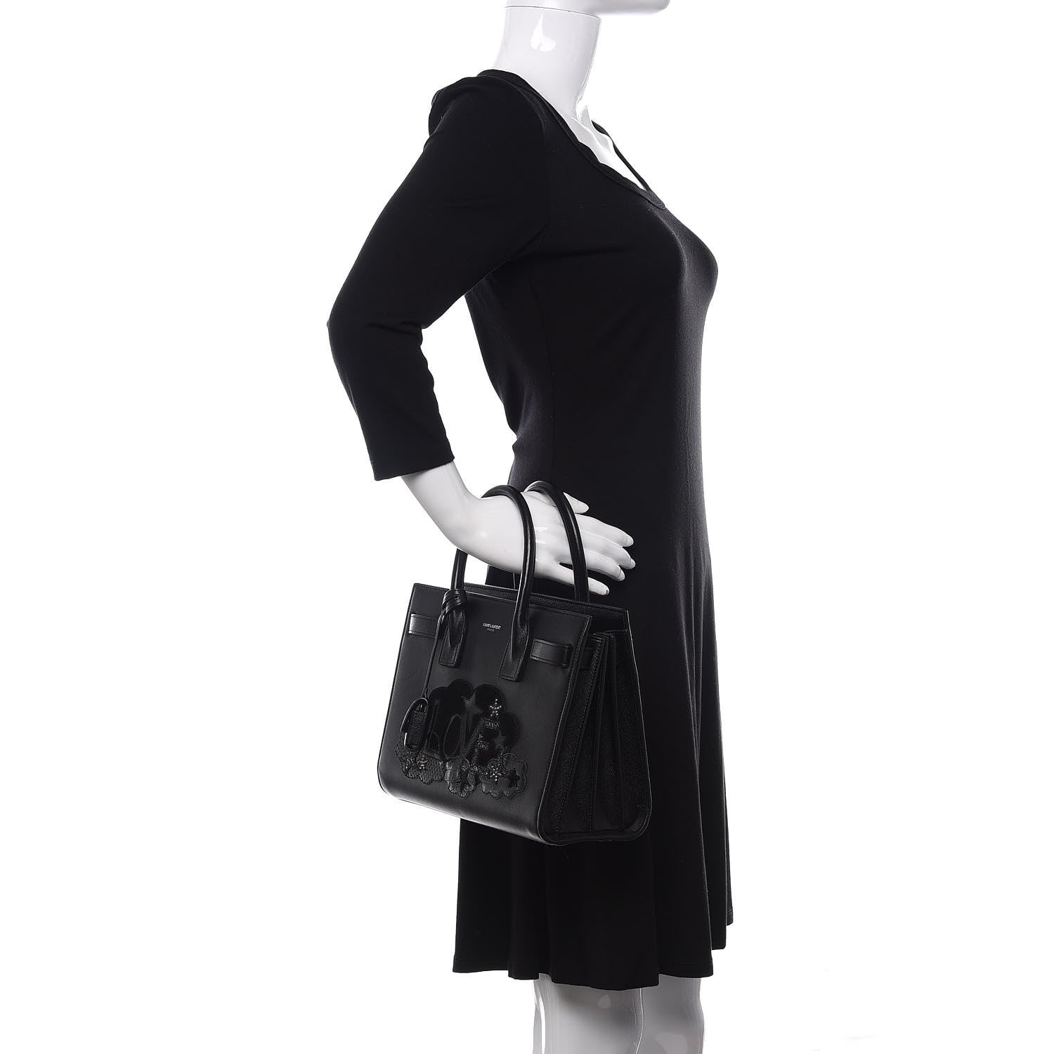 Saint Laurent Calfskin Love Patchwork Baby Sac De Jour Black 2 of 12