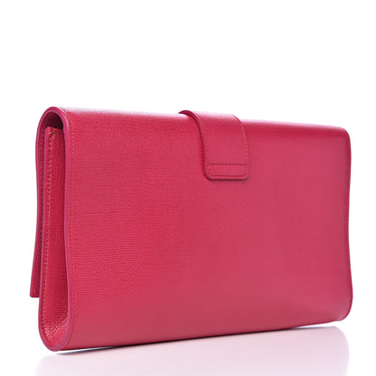 Saint Laurent Textured Calfskin Y Ligne Clutch Fuchsia 3 of 10