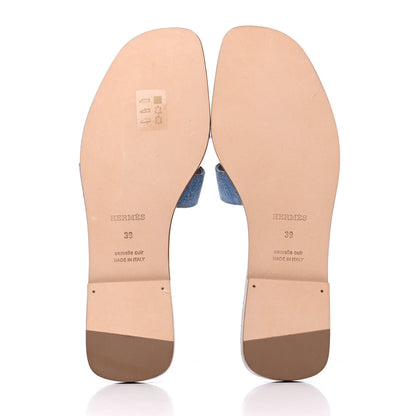 Hermes Denim Canvas Oran Sandals 39 Bleu Clair 5 of 13