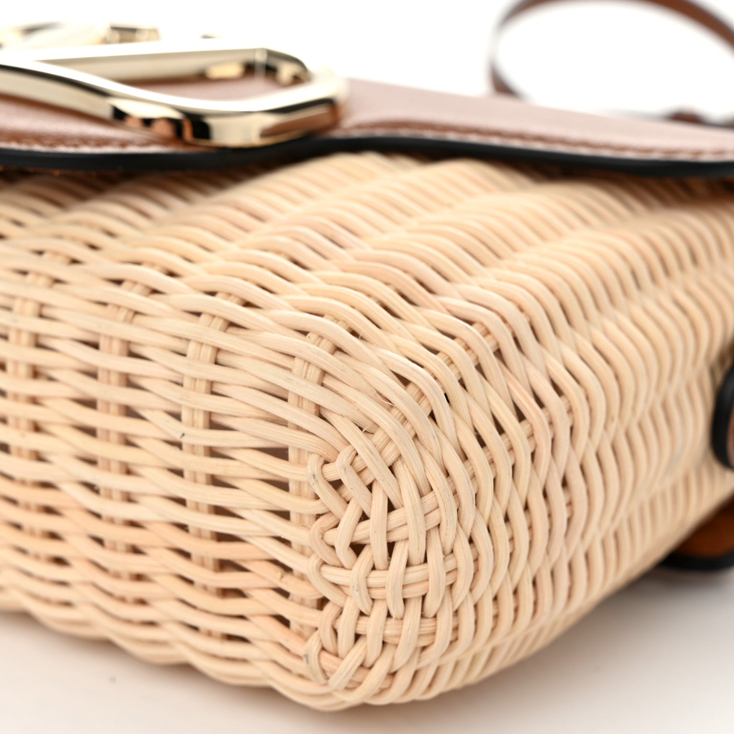 Valentino Garavani Wicker Calfskin Vlogo Small Loco Shoulder Bag Natural 9 of 9
