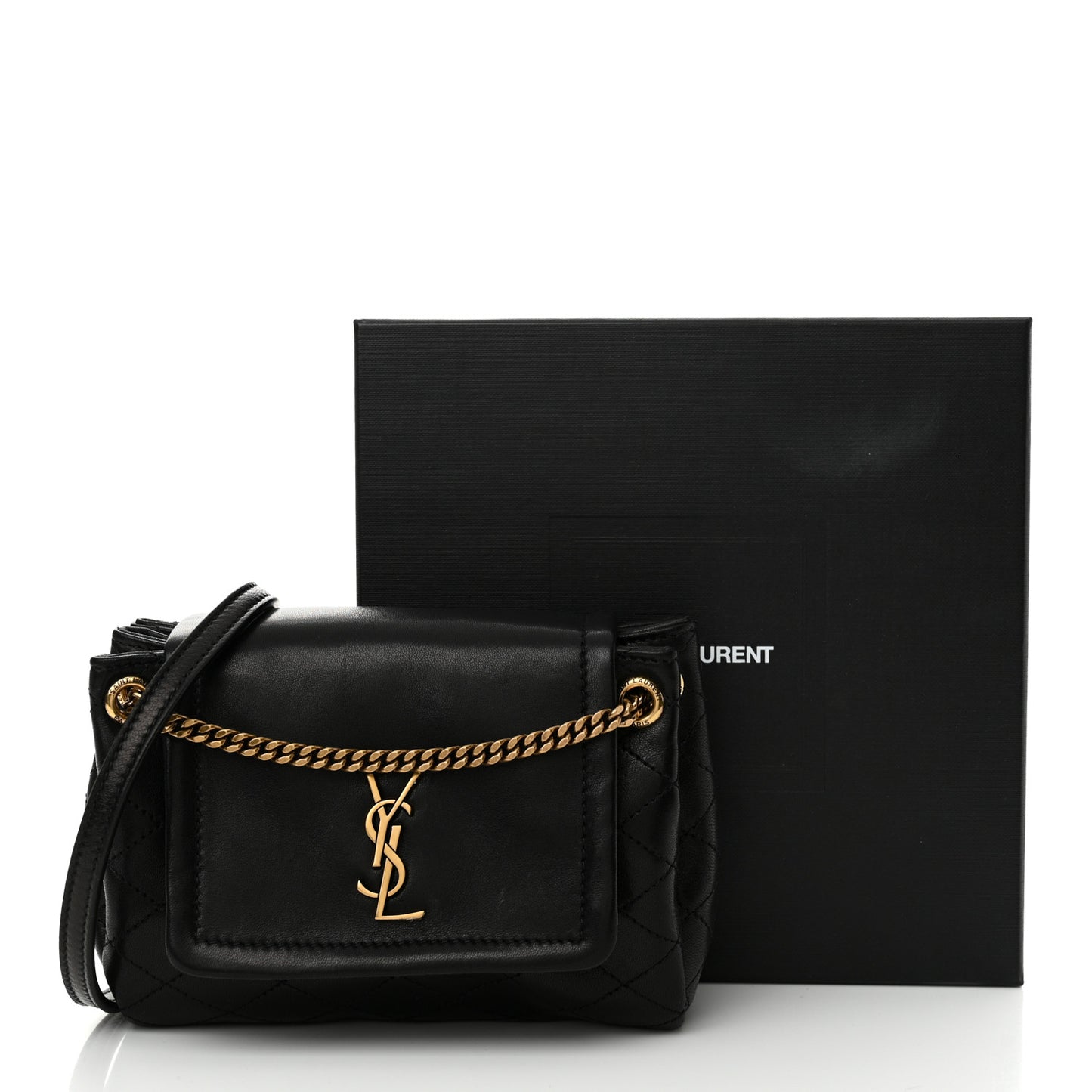 Lambskin Quilted Monogram Mini Nolita Black