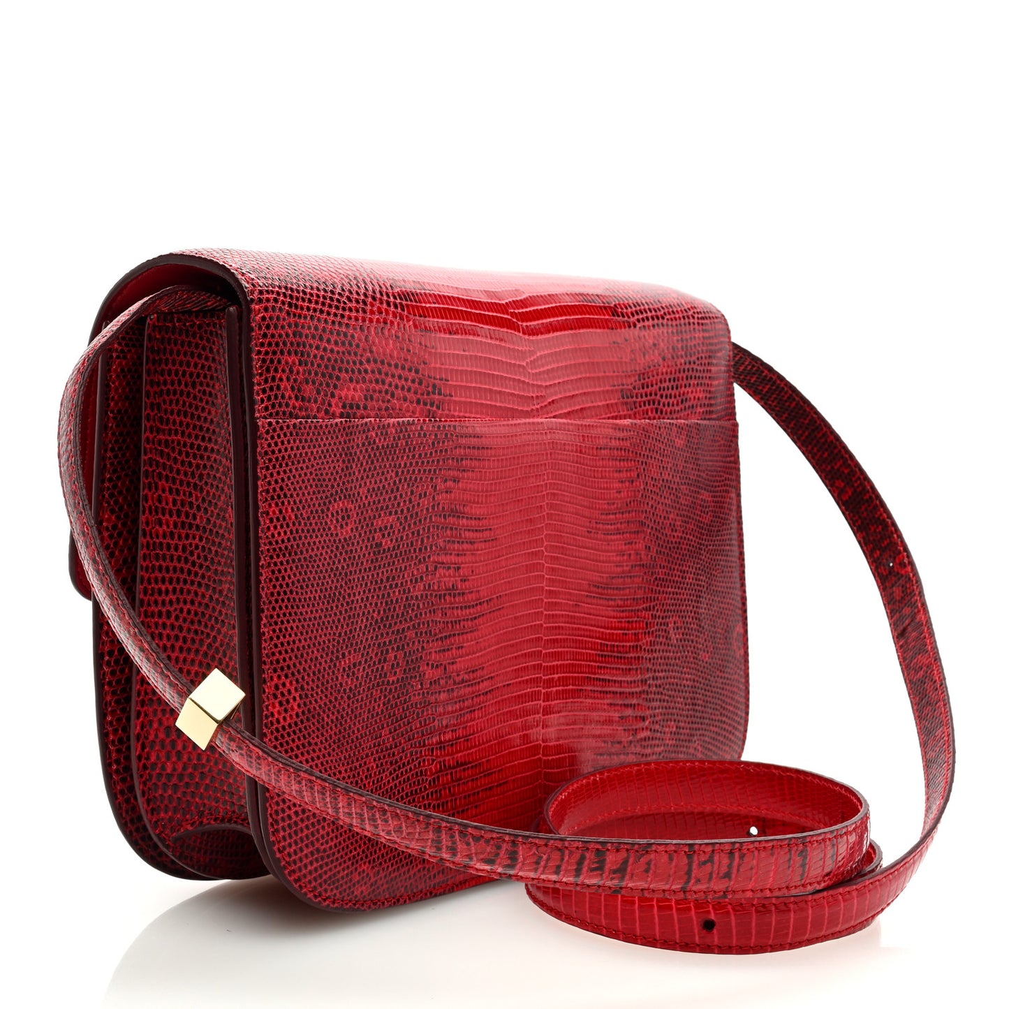 Lizard Medium Classic Box Flap Bag Ruby
