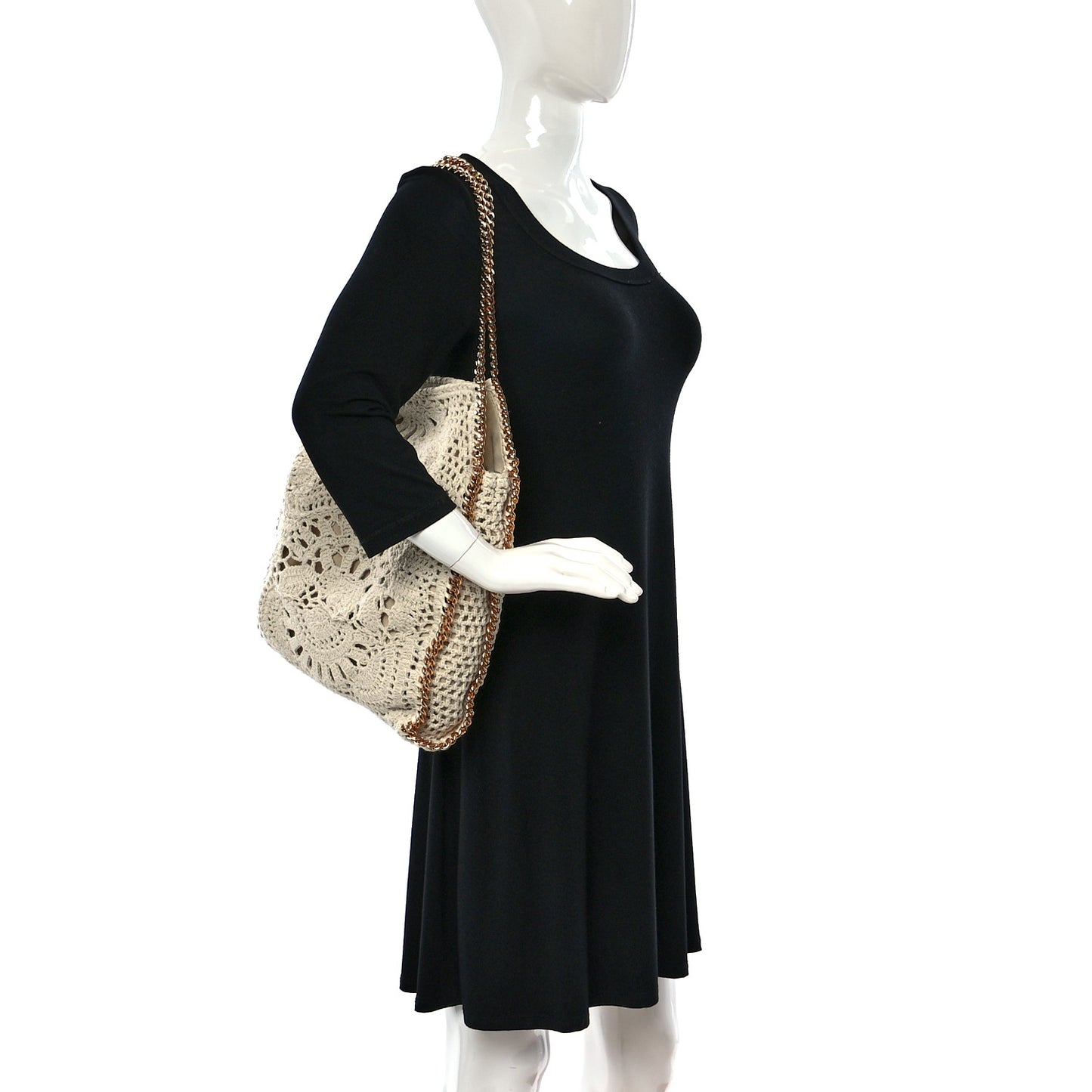 Cotton Crochet Falabella Ajouree Tote Bag White