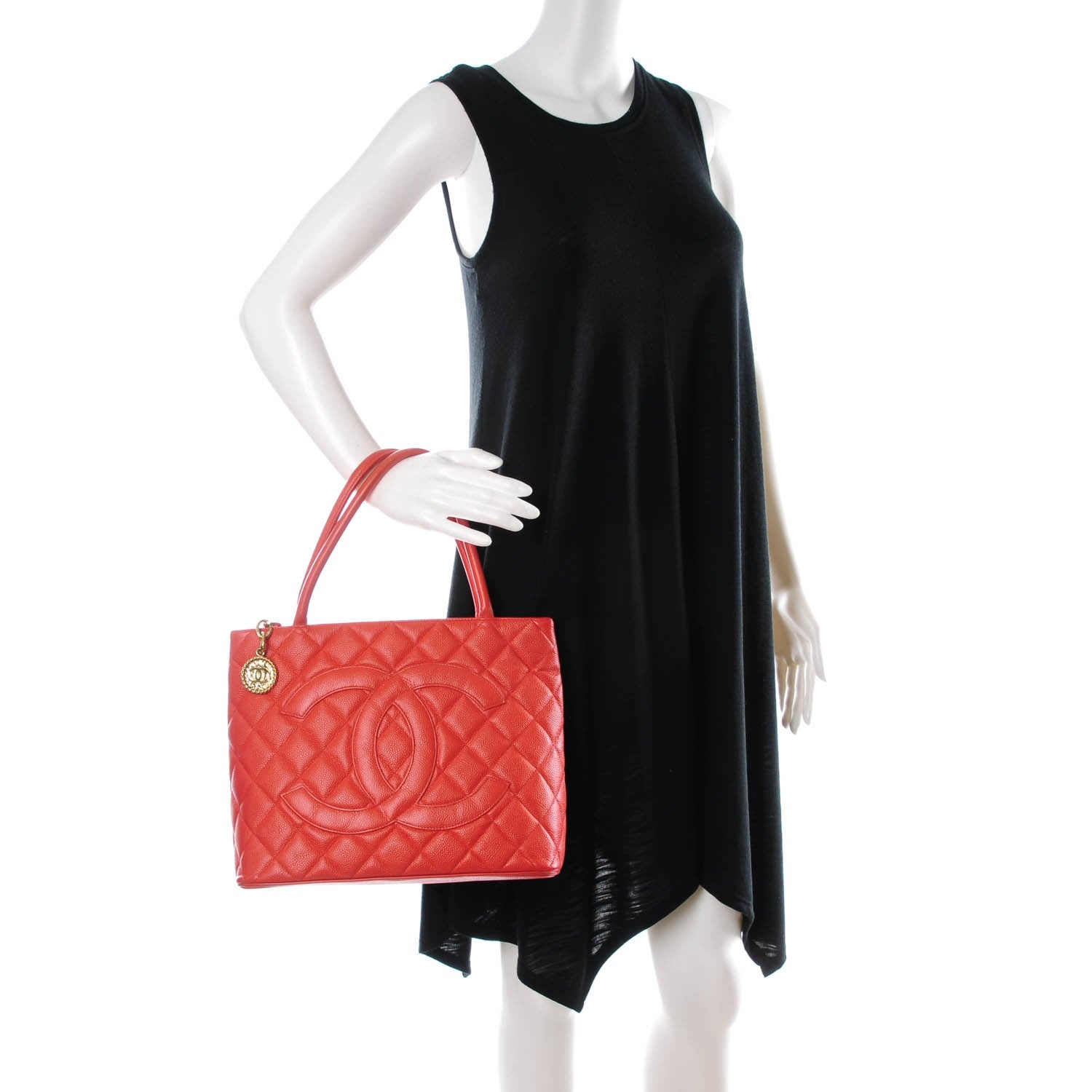 Chanel Caviar Quilted Medallion Tote Orange 2 of 7