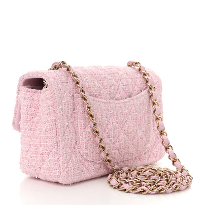 Chanel Tweed Quilted Mini Rectangular Flap Pink 3 of 10