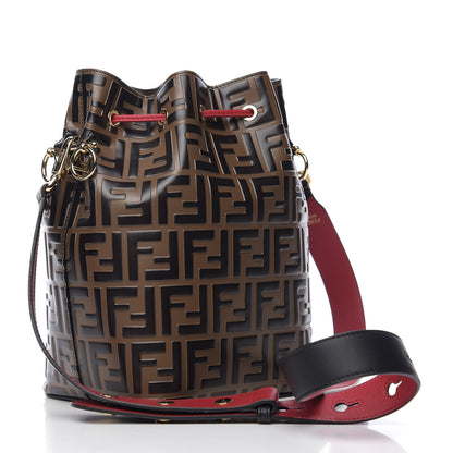 Fendi Vitello Grace F is Fendi Bi-Color FF 1974 Embossed Grande Mon Tresor Bucket Bag Maya Black Fragola 2 of 9