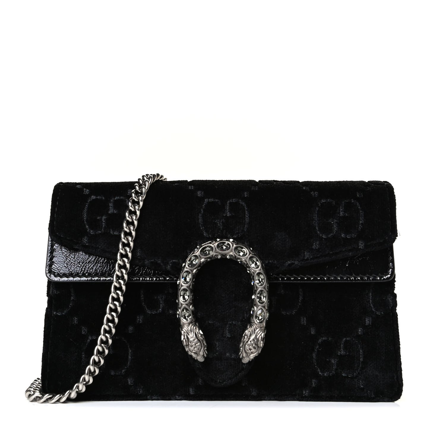 Velvet GG Monogram Super Mini Dionysus Shoulder Bag Black
