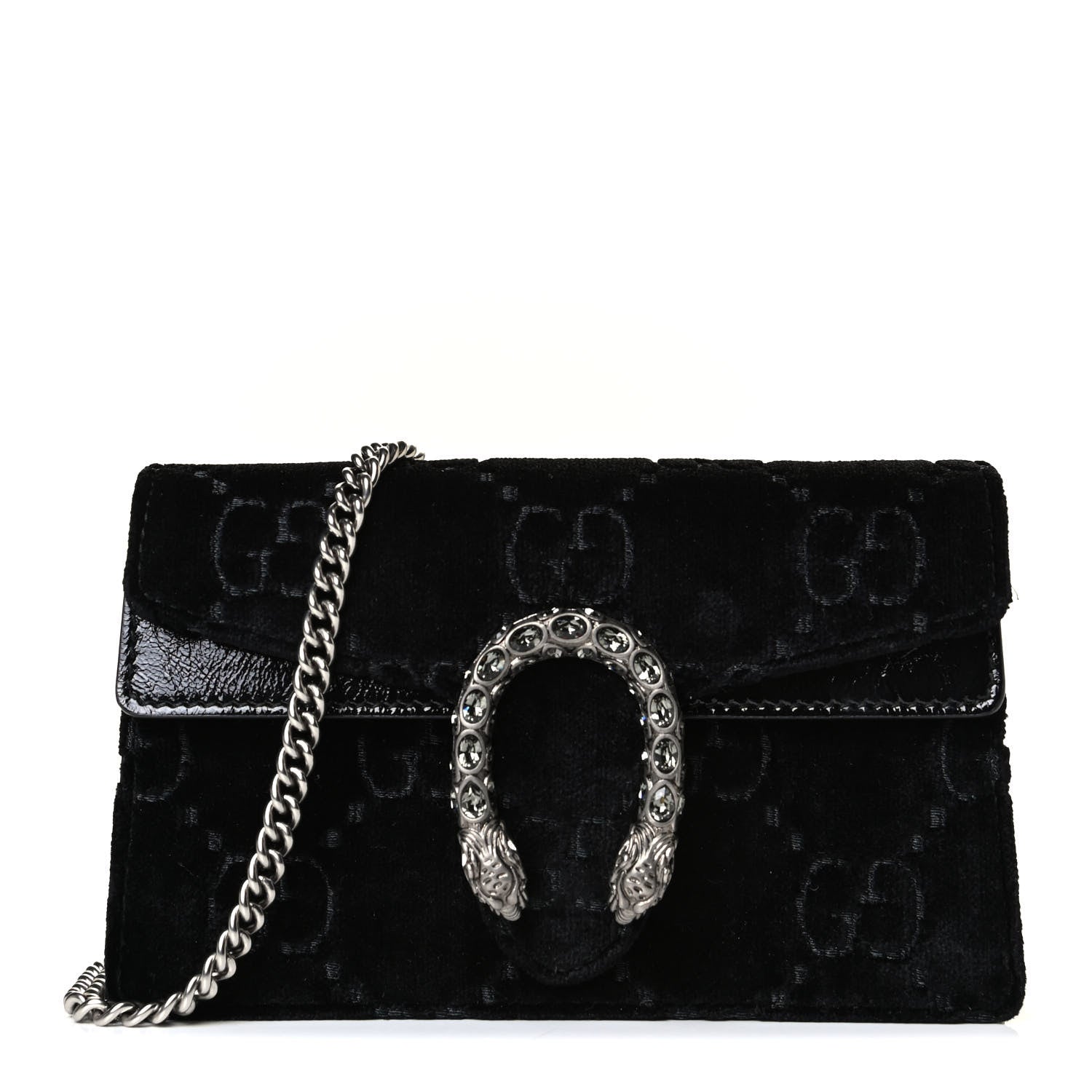 Gucci Velvet GG Monogram Super Mini Dionysus Shoulder Bag Black 1 of 4