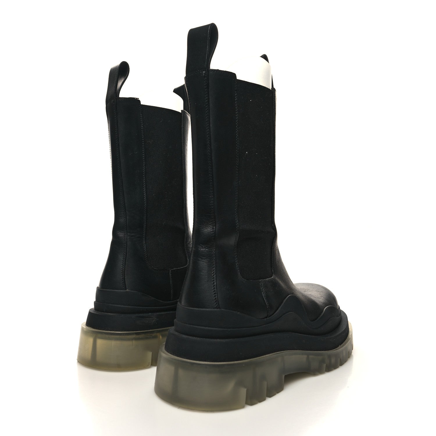 Bottega Veneta Calfskin The Tire Chelsea Boots 37.5 Black Transparent 4 of 9