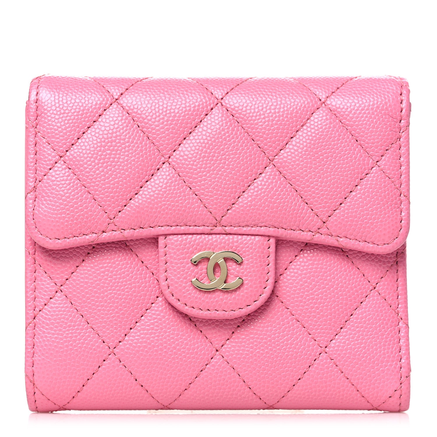 Chanel Caviar Quilted Compact Flap Wallet Pink 1 of 9