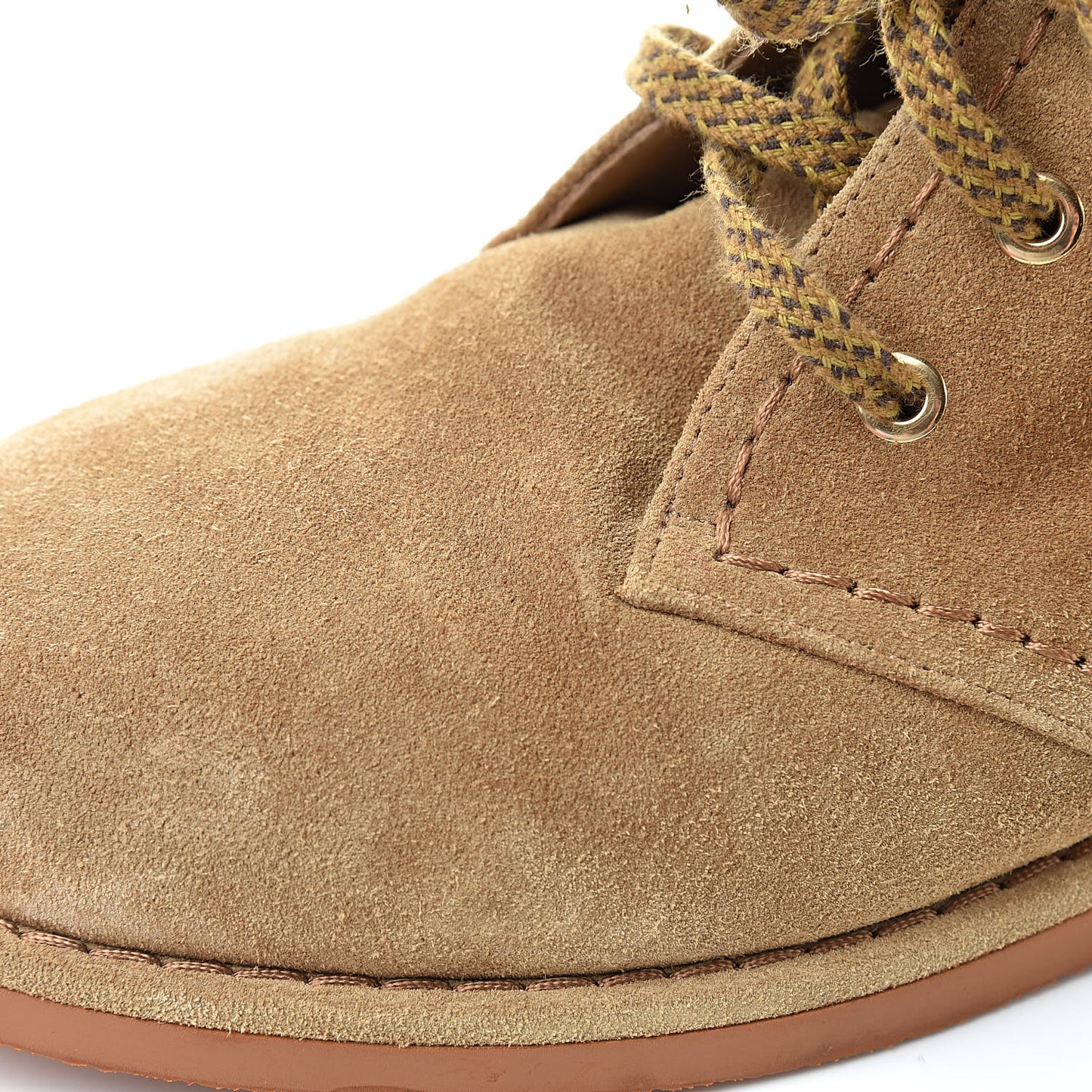 Suede Calfskin Womens Lace Up Short Boots 39.5 Dark Beige