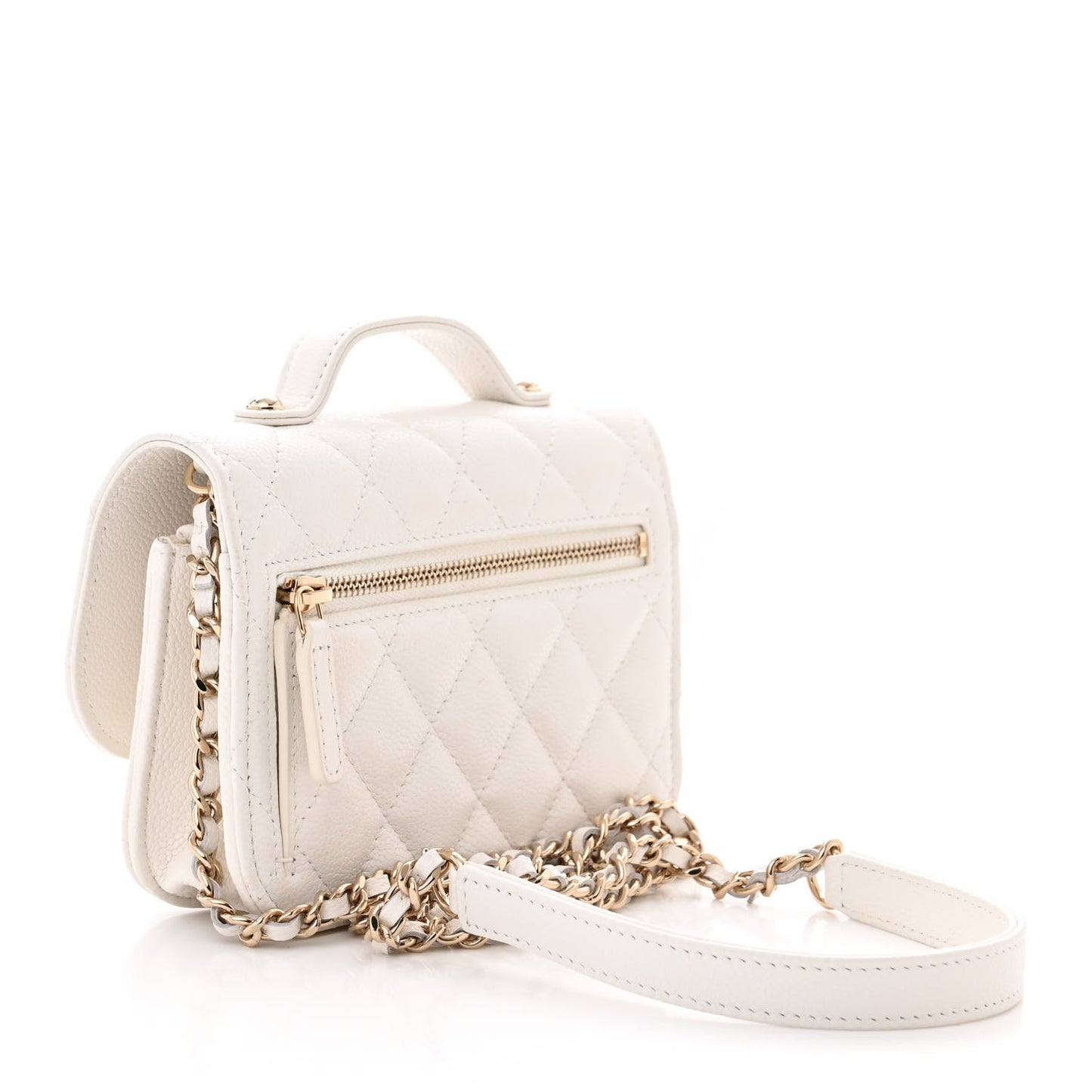 Caviar Quilted Mini Business Affinity Flap White