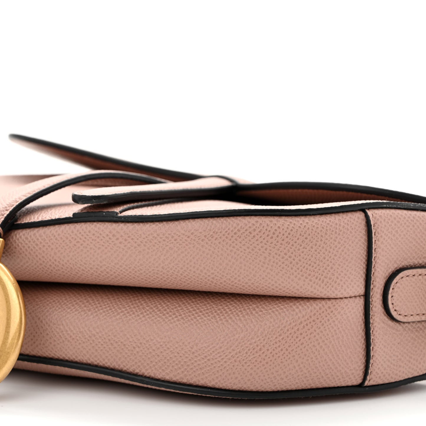 Grained Calfskin Saddle Bag With Strap Blush