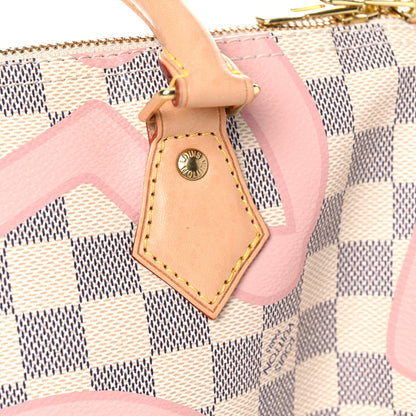 Louis Vuitton Damier Azur Tahitienne Speedy Bandouliere 30 Rose Ballerine 21 of 31