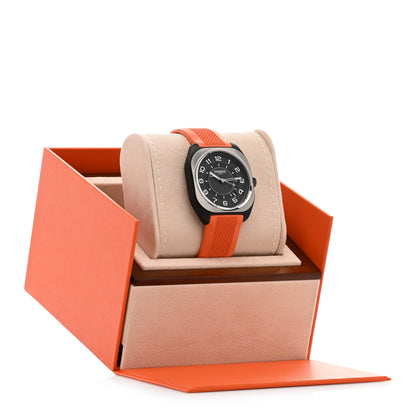 Hermes DLC Coated Titanium Rubber 39mm H08 Automatic Watch Orange 5 of 5