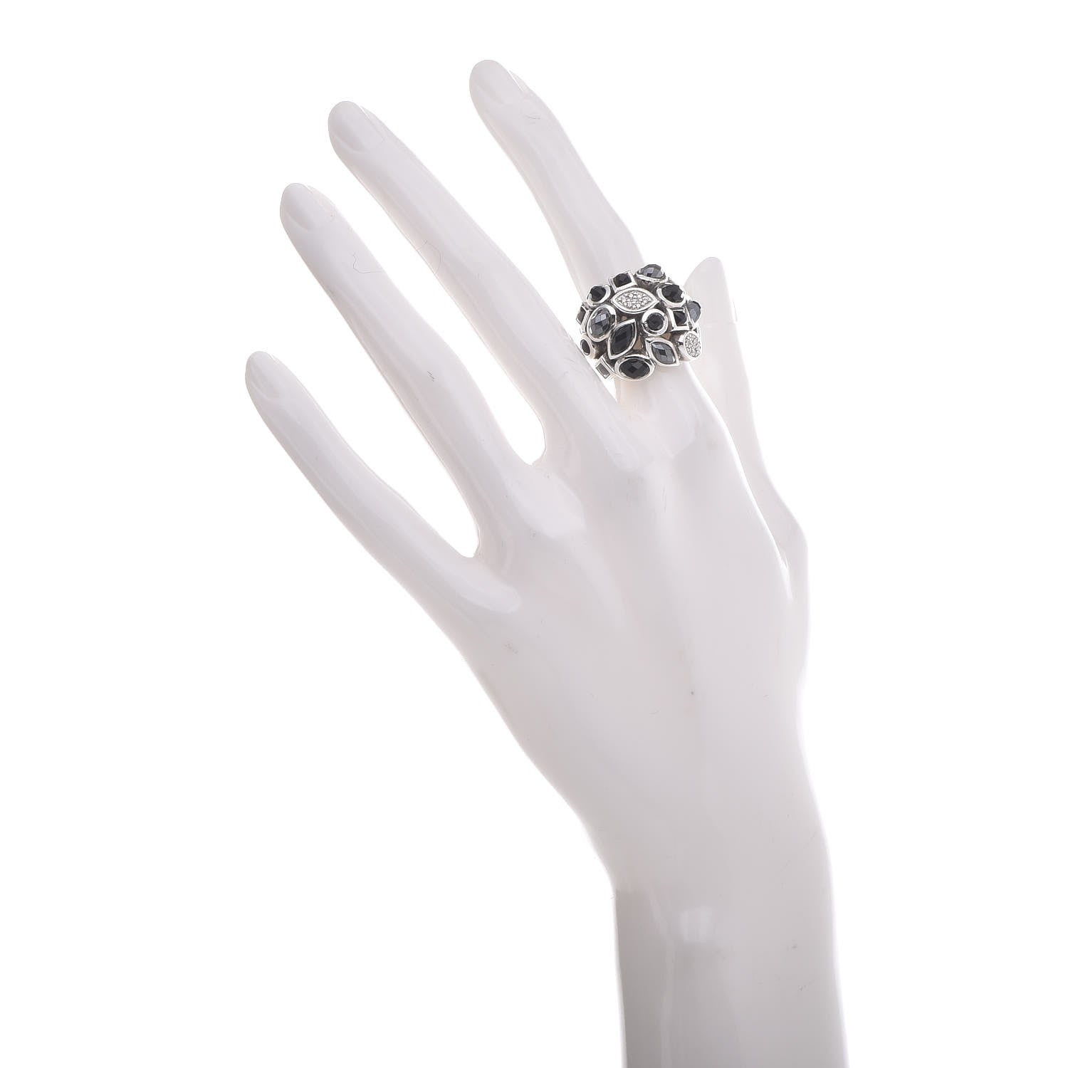 David Yurman Sterling Silver Diamond Onyx Hematite Confetti 4 Row Ring 48 4.5 2 of 5