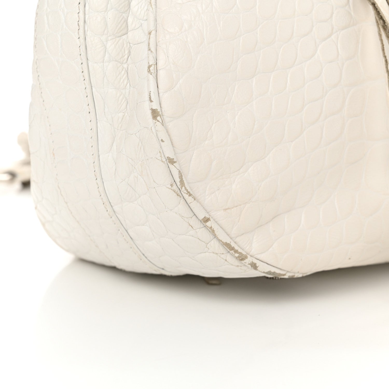 Balenciaga Extra Supple Calfskin Crocodile Embossed Medium Le Cagole Shoulder Bag White 16 of 18