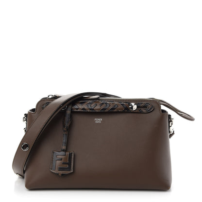 Fendi Vitello Dolce Bi-Color FF 1974 Embossed Medium By The Way Boston Bag Maya Black 1 of 10