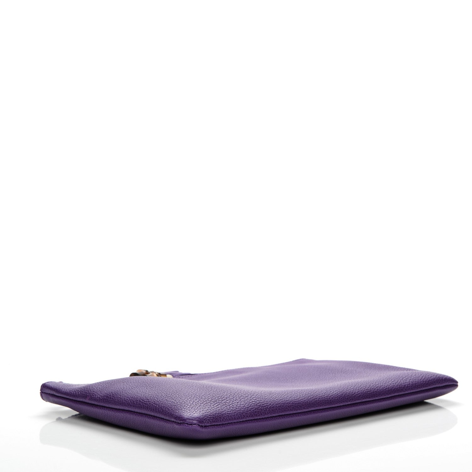 Gucci Pebbled Calfskin Large Bamboo Clutch Purple 4 of 7