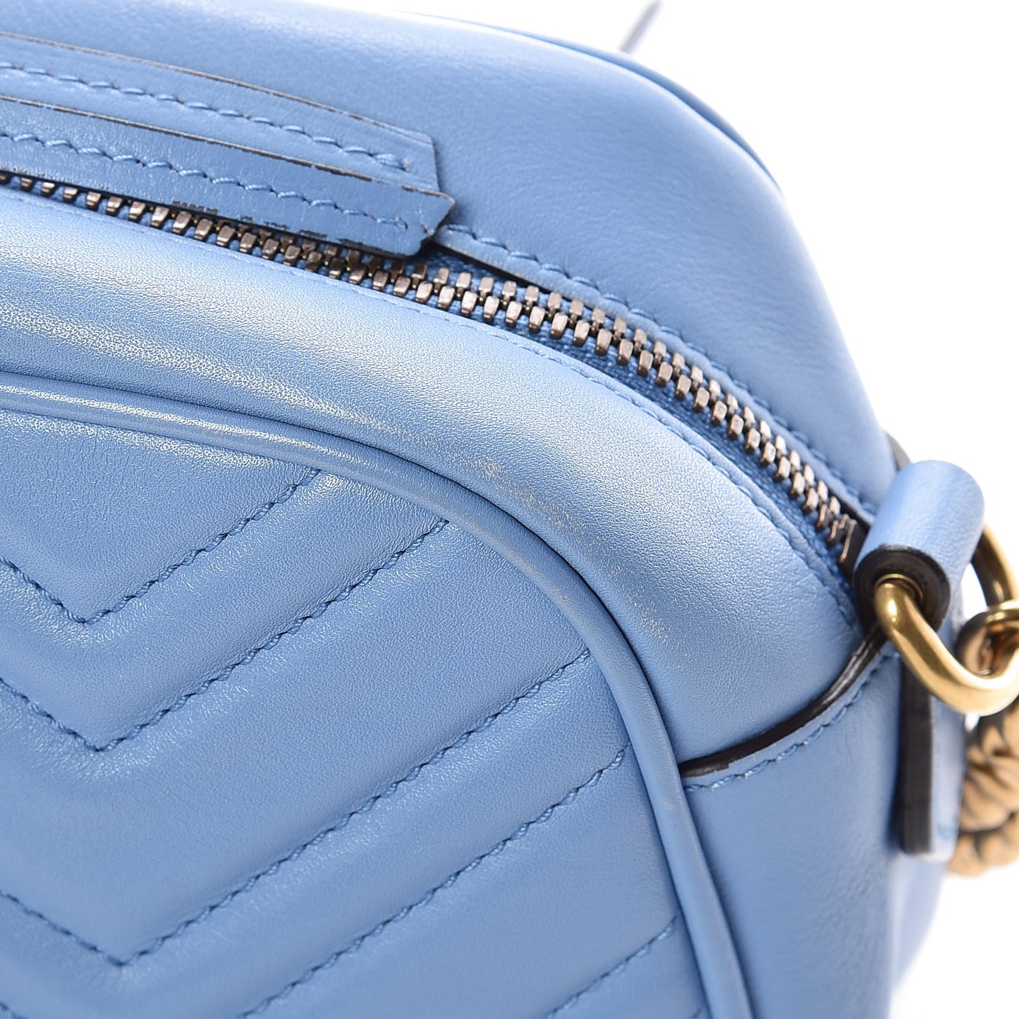 Calfskin Matelasse Small GG Marmont Chain Shoulder Bag Clear Sky Blue