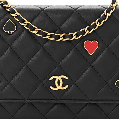 Chanel Lambskin Quilted Enamel Coco Casino Wallet On Chain WOC Black 9 of 14
