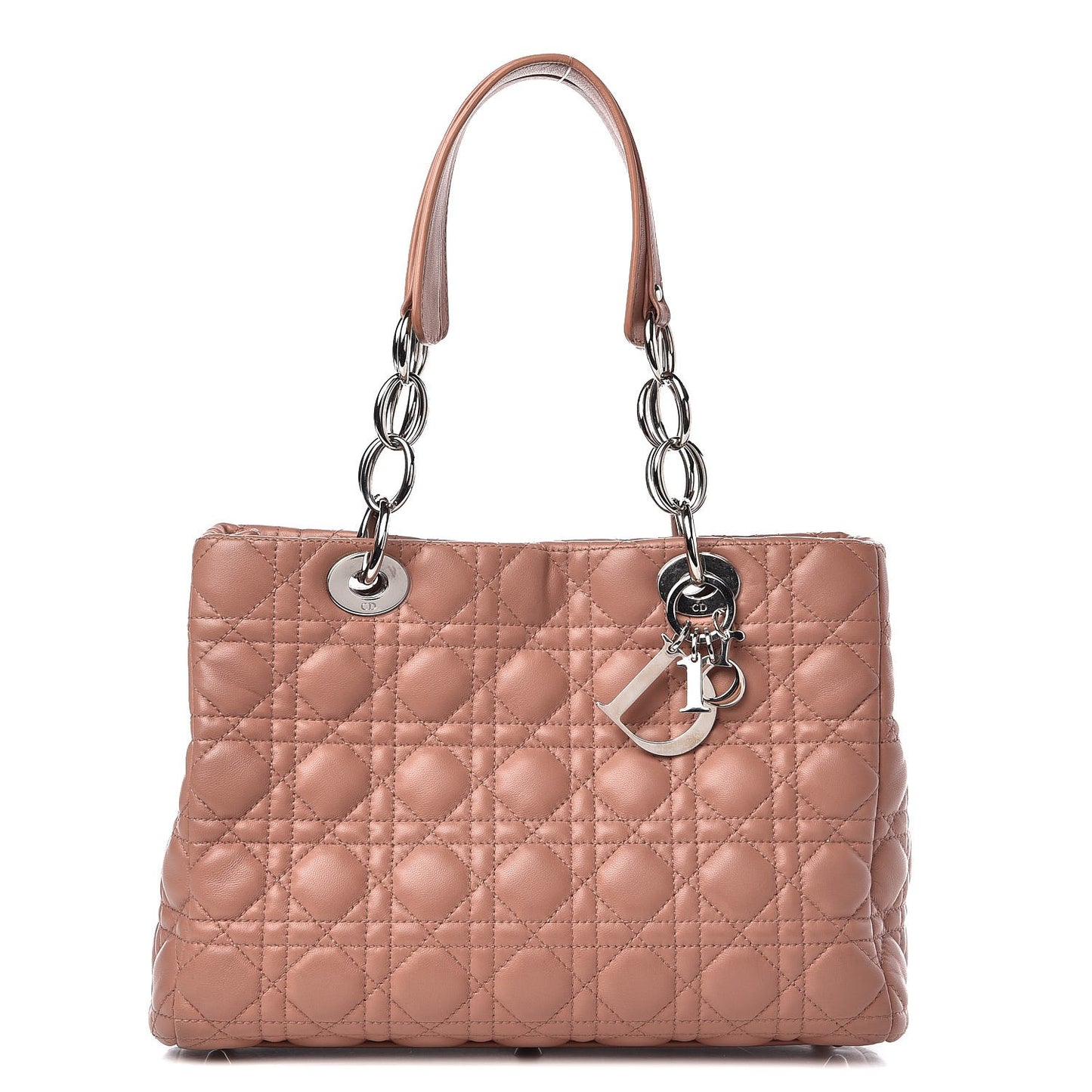 Lambskin Cannage Small Dior Soft Shopping Tote Bois de Rose