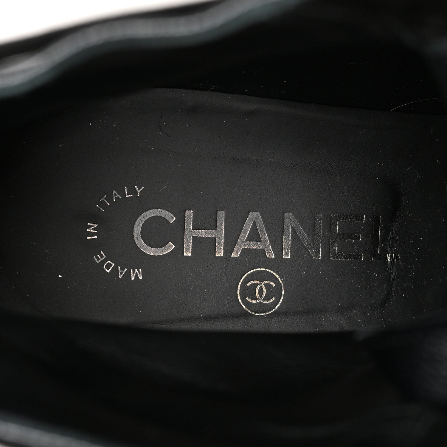 Chanel Pearly Calfskin Patent Calfskin Lace Up Combat Boots 40.5 Black 8 of 9