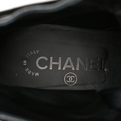 Chanel Pearly Calfskin Patent Calfskin Lace Up Combat Boots 40.5 Black 8 of 9