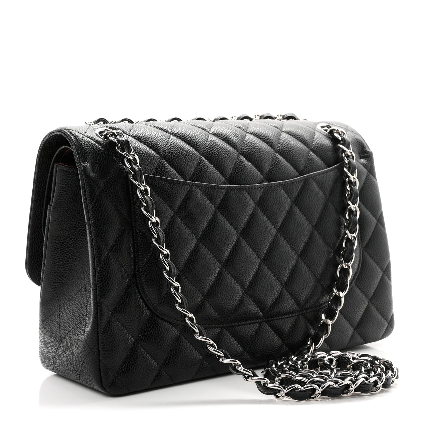 Caviar Quilted Jumbo Double Flap Black