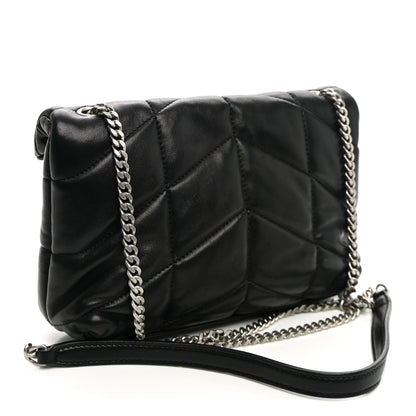 Saint Laurent Lambskin Quilted Toy Loulou Puffer Monogram Chain Satchel Black 3 of 10