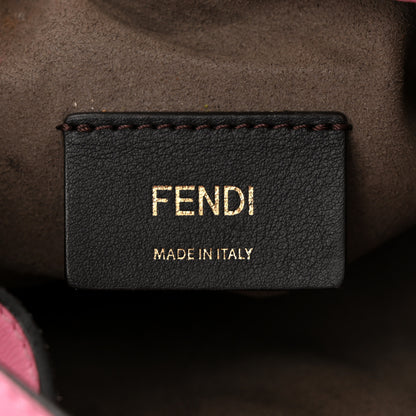 Fendi Raffia Vitello Seta F is Fendi Pequin Gingham Woven Mini Mon Tresor Bucket Bag Military Rosa Lollypop 6 of 12