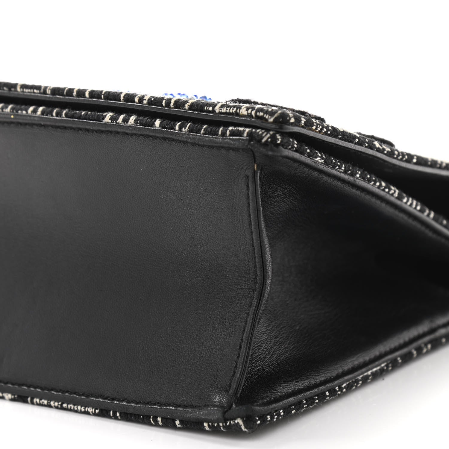 Christian Dior Tweed Embellished Diorama Flap Bag Black White 9 of 13