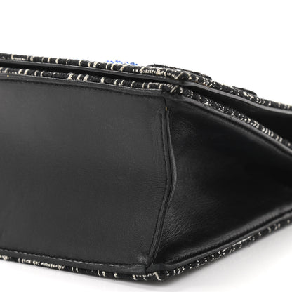 Christian Dior Tweed Embellished Diorama Flap Bag Black White 9 of 13