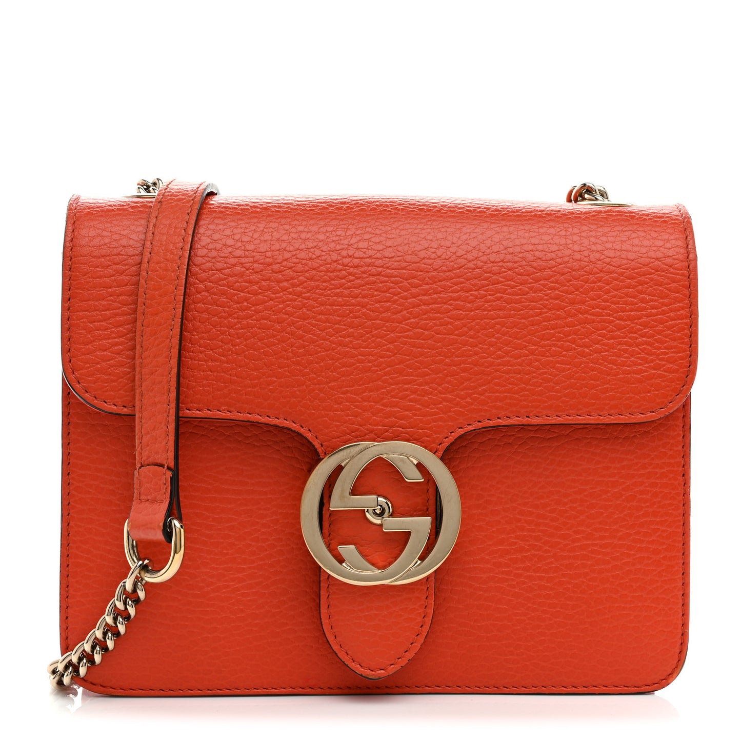 Dollar Calfskin Small Interlocking G Shoulder Bag Sun Orange