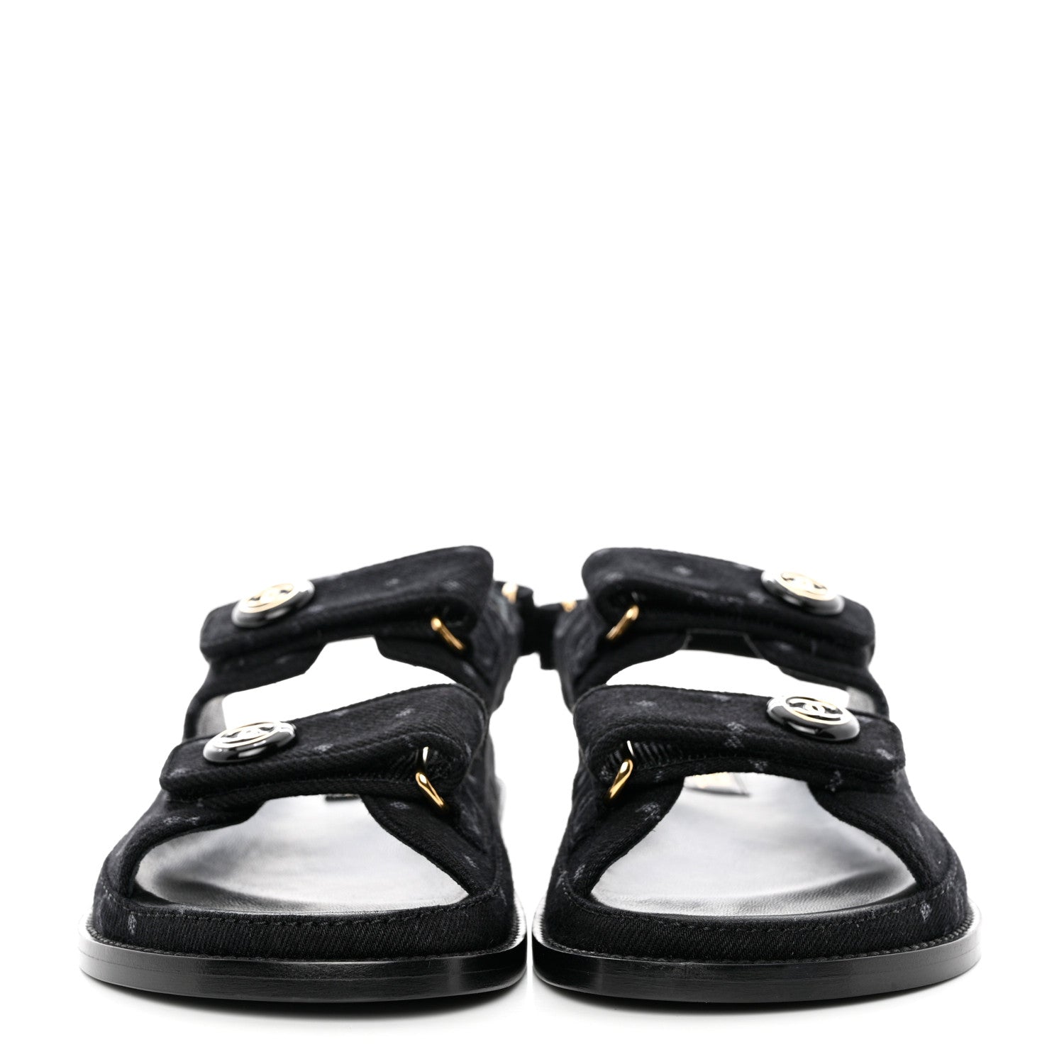 Chanel Denim Printed Dad Sandals 38 Black 2 of 9