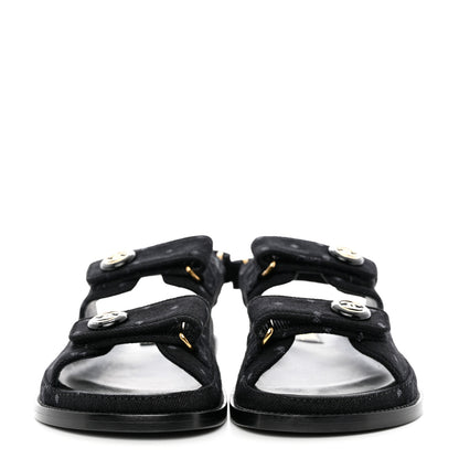 Chanel Denim Printed Dad Sandals 38 Black 2 of 9